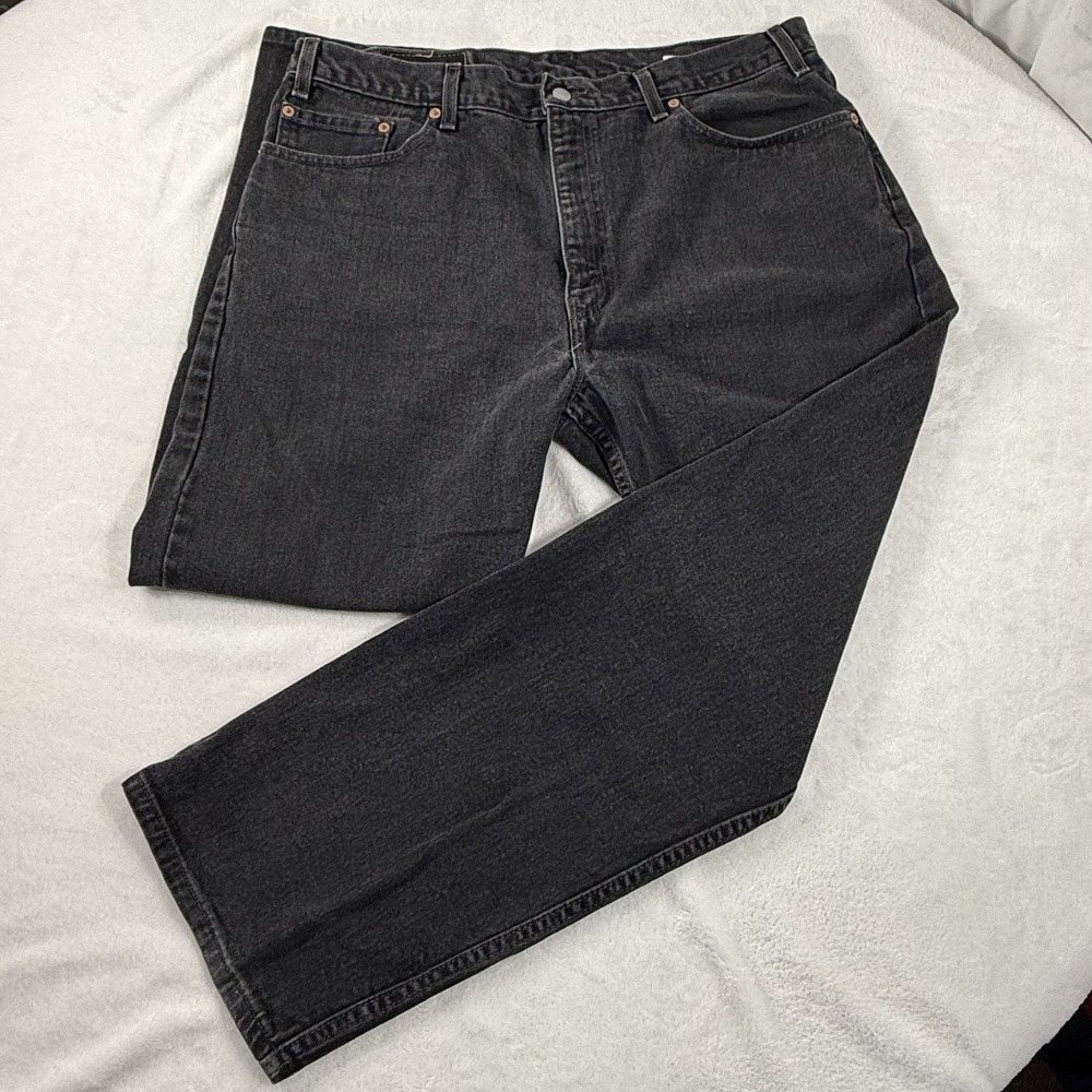 Vintage Levis 505 Jeans Mens 40x30 Black Regular Fit Dark Wash Straight Leg USA